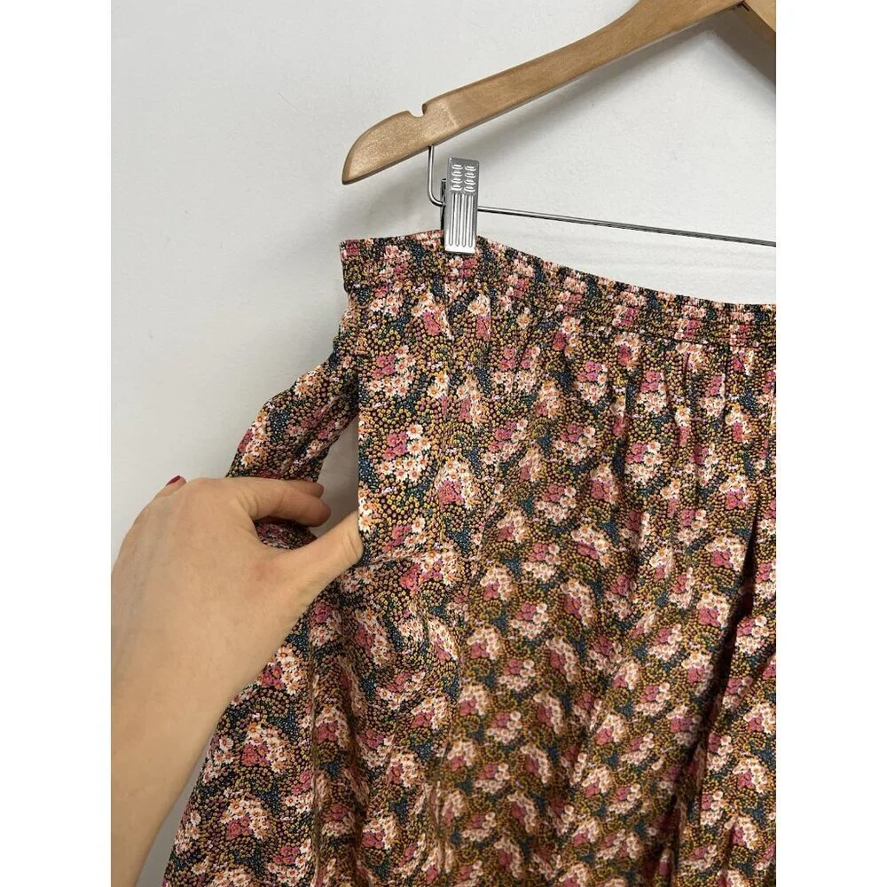 J.CREW Collection Ratti Prism Floral Print Cotton Skirt Sz XL Midi Lined Slit